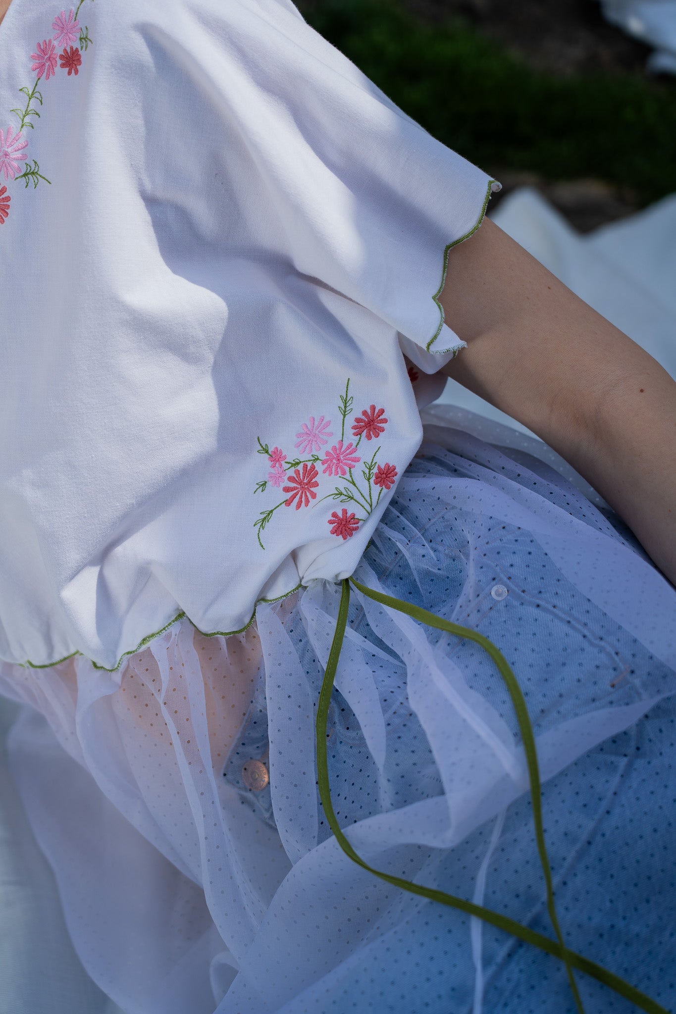 Handmade dress Green Grass - OPEN LIKE A CHILD